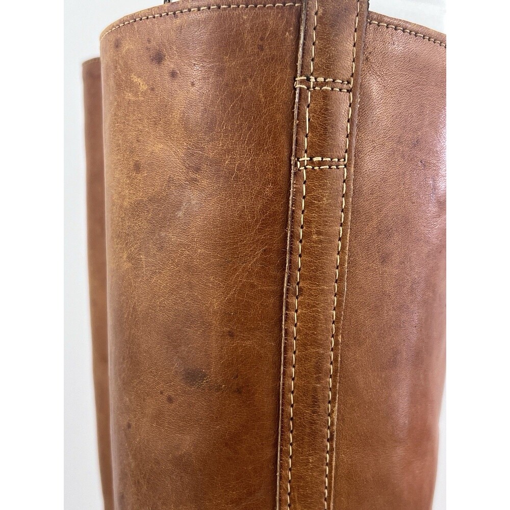 VTG Acme Campus Boots Womens 10 M Tan Cognac Leather Tall Boots Western USA - Picture 5 of 16